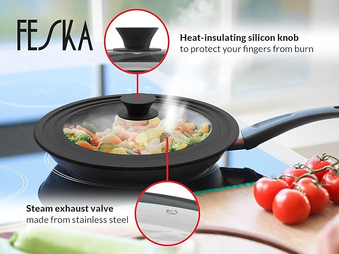 Universal Pot Lid (Ø 9.5 | 10 | 11″) incl. 2x Lid Holder & Felt Protector - Pot Cover, Pan, Frying Pan, Cast Iron Lid & Crock Pot