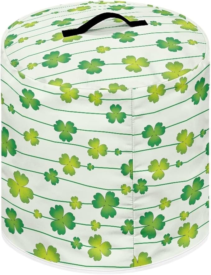Xoenoiee Green Shamrock Stripes Print Kitchen Appliance Dust Cover with Pockets, Electric Pressure Cooker Cover Compatible with Crock Pot for St.Patrick's Day Decor, Rice Cooker Covers, for 6 Qt