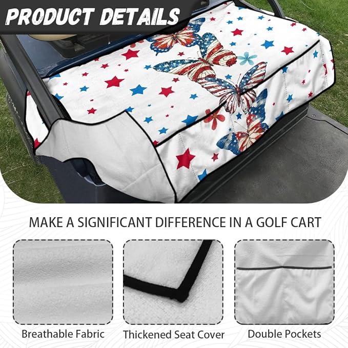 Golf Cart Seat Cover Cushion with Comfortable Microfiber Fabric and Secure Fit for Long Outdoor Rides