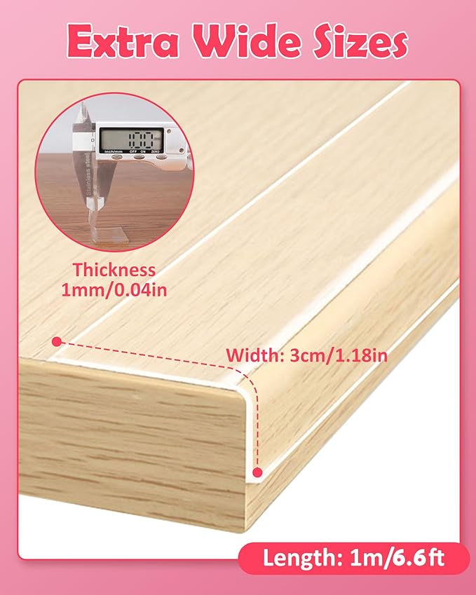 Baby Proofing, Clear Edge Protector Strip, Soft Corner Protectors for Kids, Baby Child Safety Corner Guards for Furniture Against Sharp Corners for Tables, Drawers, Sink, Wall 1.2in x 6.6ft