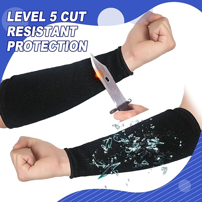 Sintege 3 Pairs Arm Protectors for Thin Skin and Bruising Cut Resistant Forearm Sleeve Level 5 Arm Burn Protection Sleeve (Black,9.8 Inch)