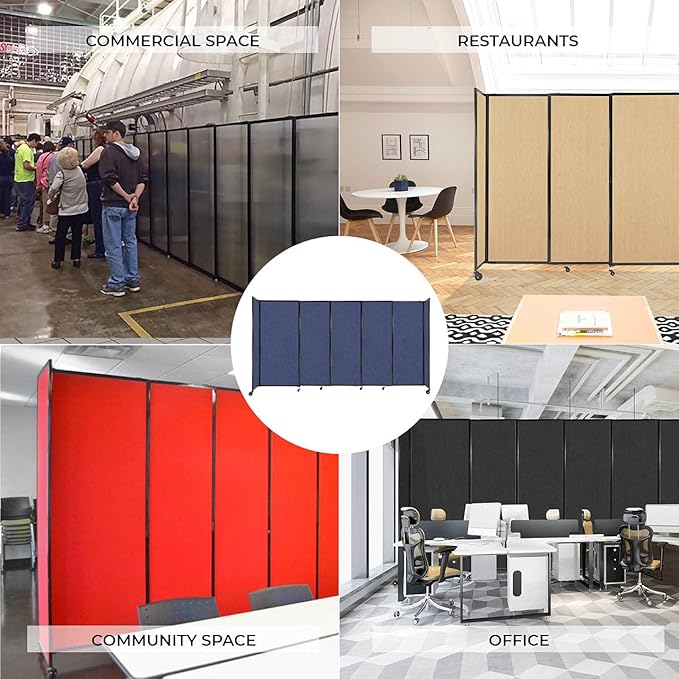 Versare Straightwall Sliding Portable Wall Partition | Freestanding Office Dividers | Locking Wheels | Temporary Room Separator | 11'3'' Wide x 7'6'' Tall Latte Fabric Panels