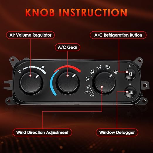 599-212 HVAC Control Module A/C Heater Climate Panel Switch Compatible with Dodge Ram 1500 2500 3500 2002-2005 & Dakota 2001-2004, Replaces# 55055905AA 55055905AD 55056246AA