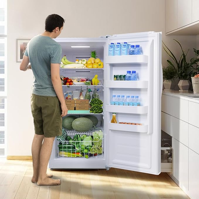 Smad 14 Cu.Ft. Upright Freezer, Stand Up Freezer, Convertible Freezer/Refrigerator with LED Control Panel and Drawer, Standing Freezer Upright for Garage, Kitchen, Office, White