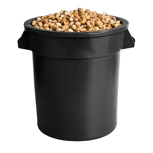 PRO&Family Commercial Round Trash Can, Ingredient Bin, Heavy-Duty Plastic, Anti-Static, Kitchen, Office, Outdoor Use (Black, 20 Gallon)