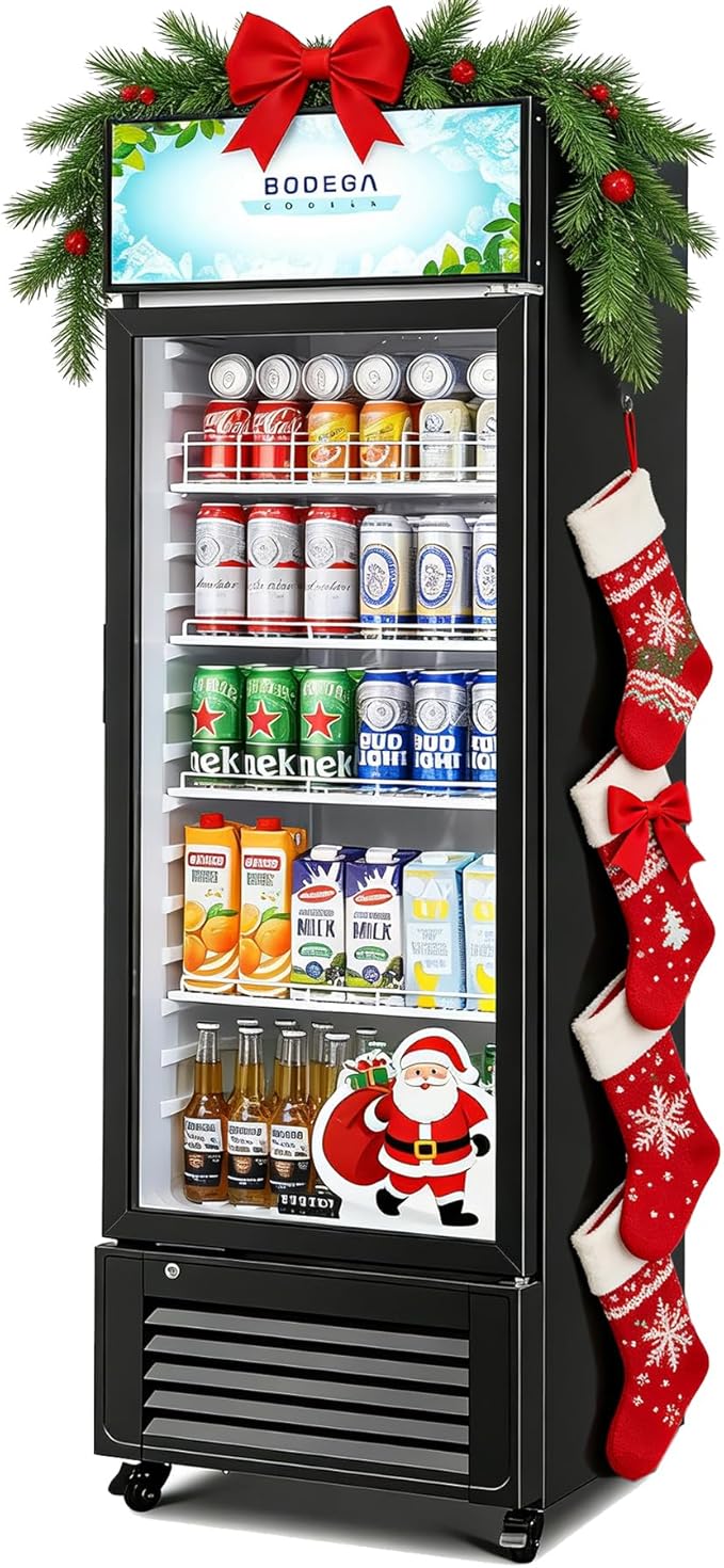 BODEGACOOLER Commercial Beverage Refrigerator, 240 Cans & 160 Bottles, Display Refrigerator For Beer,Soda, Merchandiser Refrigerator with Soft LED Light For Kitchen, Office, Garage, Gym,Man cave,Shop