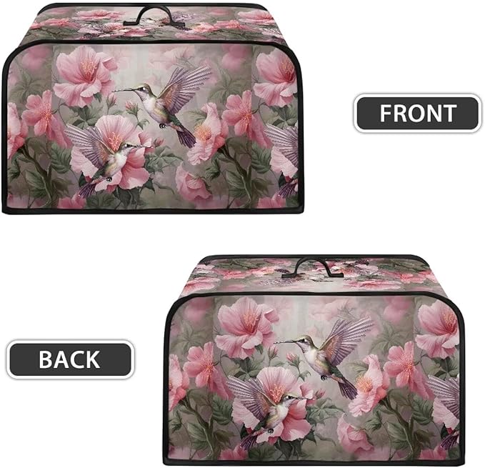 Hummingbird Slow Cooker Cover - Beautiful Pink Flowers Dust Cover, Measuring 17" x 10.8" x 9.8"