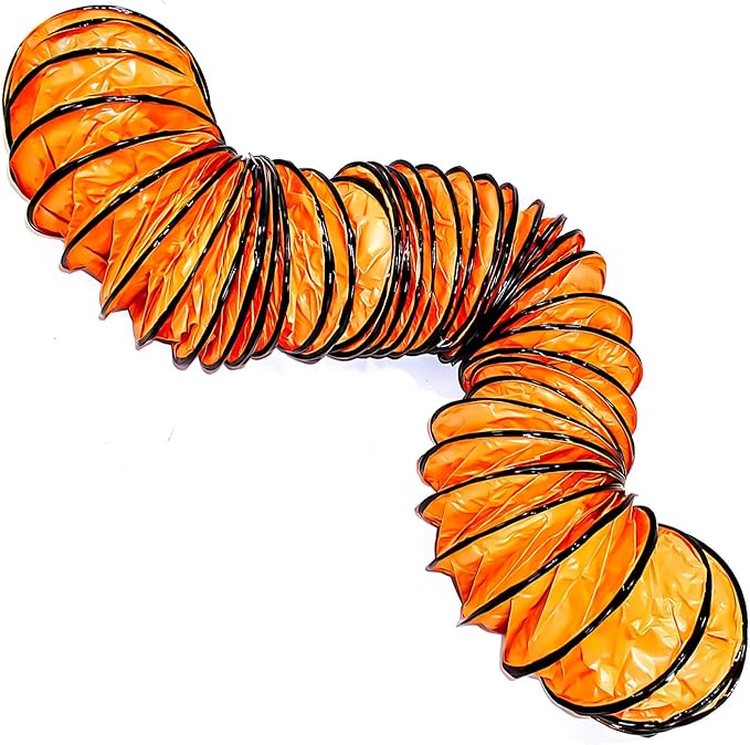 8"×16.4FT PVC Flexible Duct Hose, Flame Retardant HVAC Ducting with Adjustable Rope, D Hook & Steel Support for Ventilation, Exhaust, Drying, and Cooling Applications