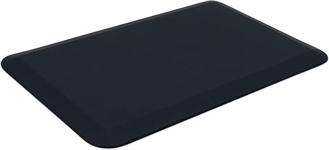 NewLife by GelPro Anti-Fatigue Designer Comfort Kitchen Floor Mat, 20x32”, Leather Grain Navy Stain Resistant Surface with 3/4” Thick Ergo-Foam Core for Health and Wellness