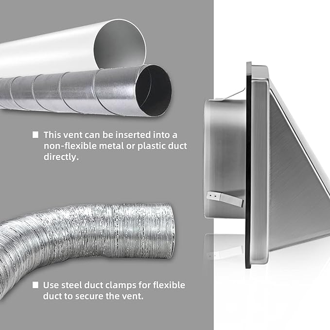 4-Inch External Extractor Wall Vent Cushioned Non Return Flap