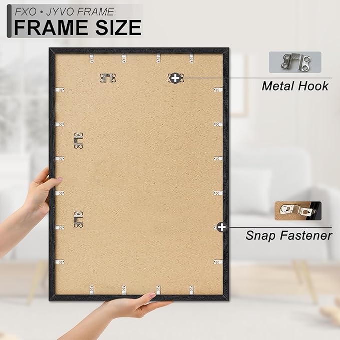 Engineered Wood 28 x 40 Frame Set of 2, Black Picture Frame for 28x40 Inch Poster Puzzle Photo, Light Weight 28by40 Poster Frame with Wood-grain for Wall - 2 Pack/Black/28 x40