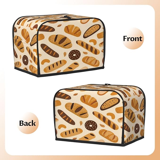 Toaster Cover 2 Slice Various Pastries Bread Waterproof Appliance Cover with Hang Loop Bread Baker Toaster Cover for Kitchen
