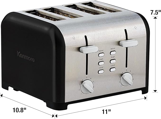 Kenmore 40603 4-Slice Toaster with Dual Controls in Black
