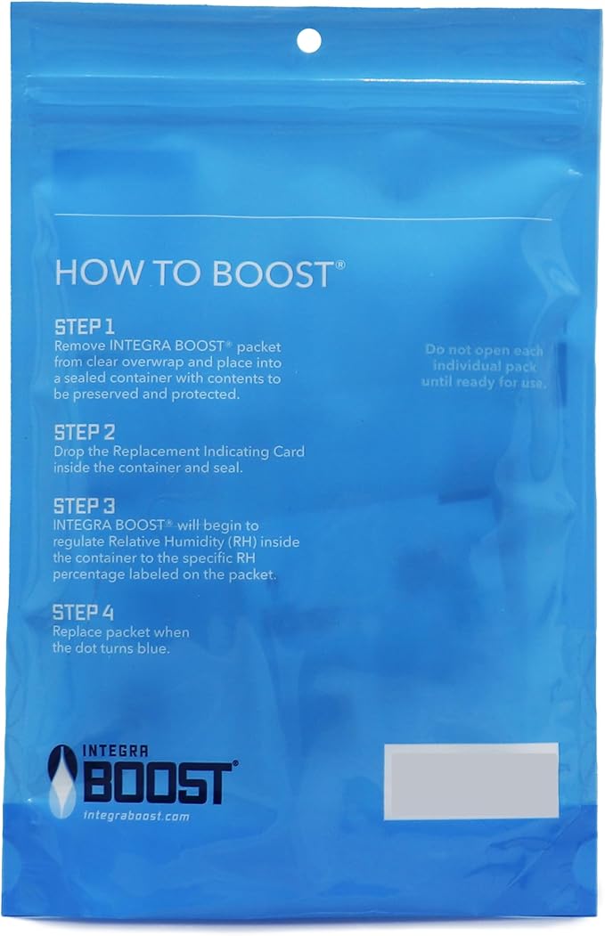 Integra Boost - 72% RH Level - 67 Gram Size - Two-Way Humidity Control Pack - Incl. Replacement Indicator Cards - Food Storage & Herbs Moisture Balancer For Up to 1 LB (Pack of 6)