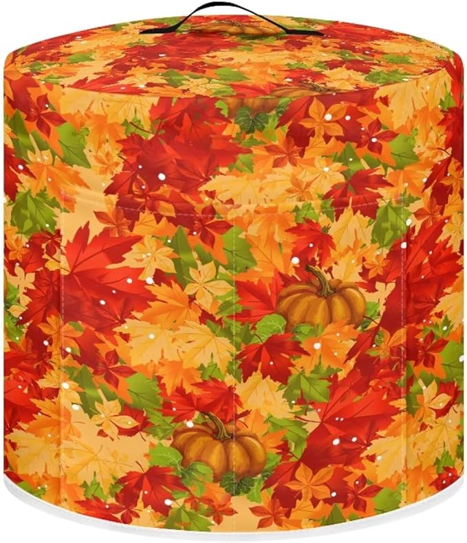 Insulated Pressure Cooker Appliance Dust Cover with Top Handle and Storage Pockets Kitchen Appliance Protector 8 Quart Rice Cooker, Thanksgiving Day Maple Leaf