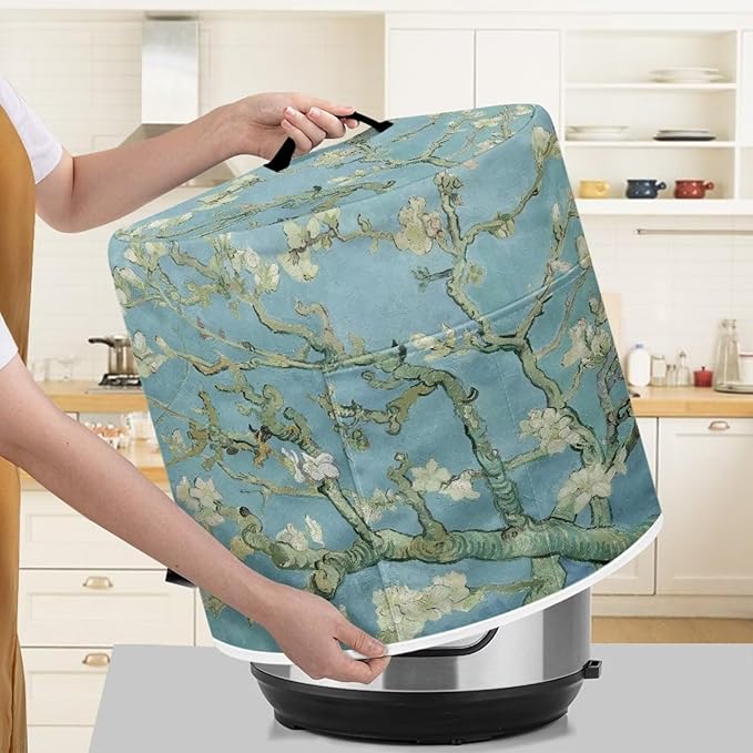 Starry Night Oil Painting Pressure Cooker Appliance Cover for Thanksgiving, Also Fit for Rice Cooker, Air Fryer and Crock Pot, 8 Quart Dust Cover with Pocket for Kitchenware and Recipes,