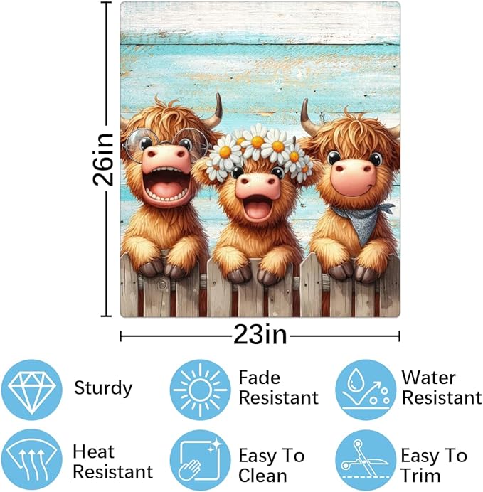 Cute Animal Highland Cow Dishwasher Magnet Cover Magnetic Dishwasher Decorative Cover Front Dishwasher Door Cover Reuseable Dishwasher Cover Panel for Kitchen Refrigerator Home Appliances 23" X 26"