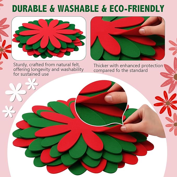 Queekay 12 Pcs Felt Pot and Pan Protectors 12/14/16 Inch Larger Thicker Pan Protector Pads, Colorful Pot Separators for Stacking Cookware Organizing Protecting (Red Green·)