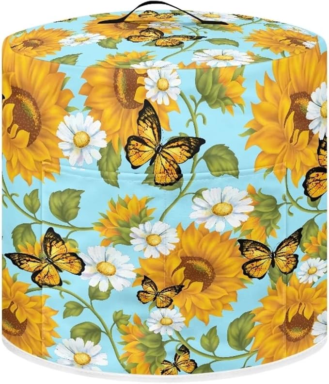 Butterfly and Sunflower Kitchen Decor Accessories Appliance Dust Cover for Electric Pressure Cooker/Air Fryer/Rice Cooker/Steamer/Toaster,Pressure Cooker Cover 6 qt