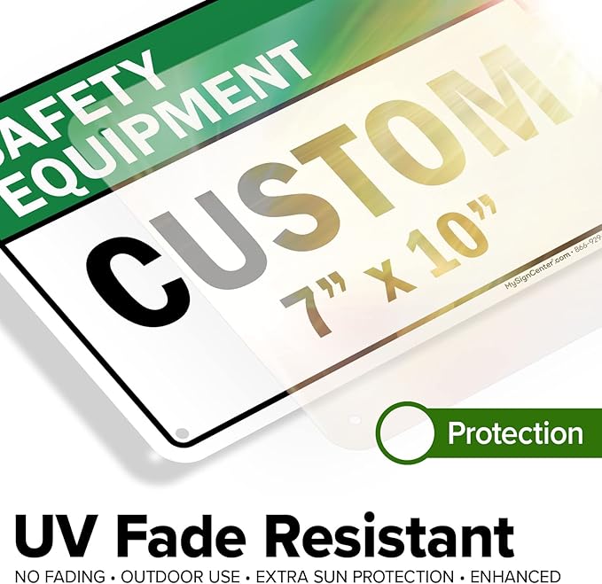 Custom Safety Equipment Sign, Ansi Sign, Osha Compliant, 7x10 Inches, Rust Free .040 Aluminum, Fade Resistant, Made in USA by My Sign Center