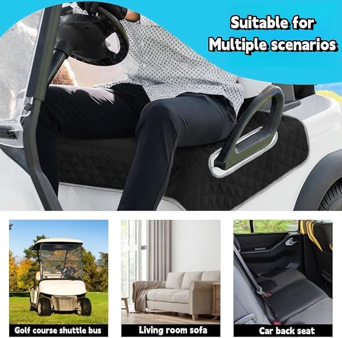 Golf cart Heated seat Cover, Non-Slip and Waterproof Winter Golf cart seat Cushion, Three Temperature Settings, Four-Zone Heating, External Power Supply/Power Bank Heating Options (Gray)