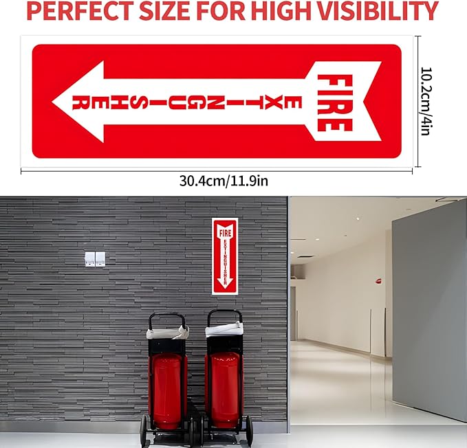 8 PCS Fire Extinguisher Signs,Glow in the Dark fire extinguisher sticker, 4"x12" Photoluminescent PVC Vinyl, High Adhesion UV Waterproof Label for Indoor Outdoor, Office, School, Hospital Use
