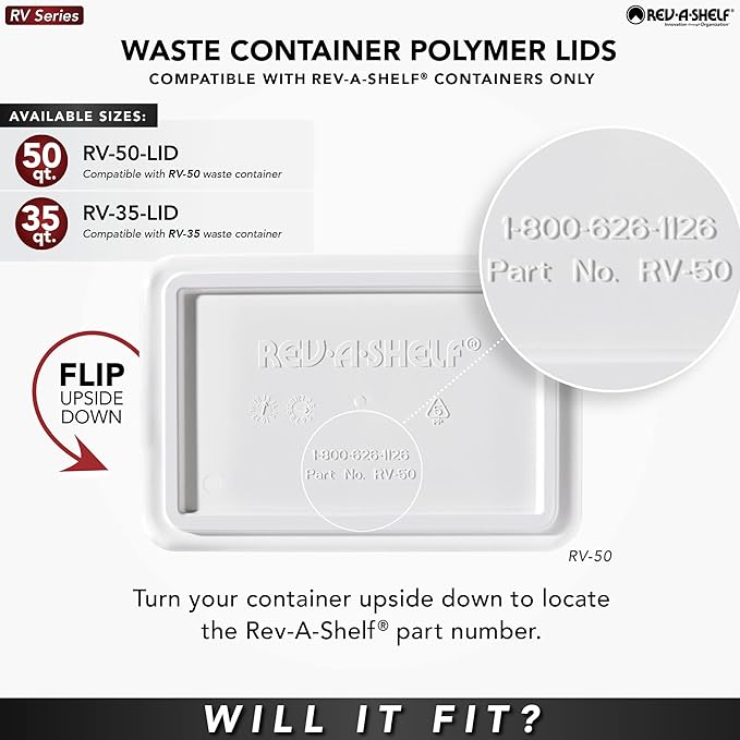 Rev-A-Shelf 50 Qt Under Sink Trash Can Lid for Base Kitchen/Bathroom Cabinet, Replacement Plastic Trash Bin Lids, 2 Pack, Champagne, RV-50-LID-12-1-40