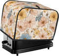 2 Slice Toaster Cover for Kitchen Flower Vintage Botanical Waterproof and Dustproof Toaster Dust Cover with Side Pockets Decorative Universal Cover for Wide Slot Toasters and Small Appliances