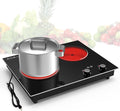 VBGK Electric Cooktop,2100W Built-in & Countertop 2 Burner Electric Cooktop,Electric Stove Top with10 Heating Level, Timer & Kid Safety Lock, LED Knob Touch Control Electric Burner with Plug