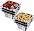 VEVOR 6 Pack Stainless Steam Hotel Pans, 1/6 Size Table Steam Pan, 4 Inch Deep, Anti Jam Restaurant Supplies Reusable Rustproof Catering Storage for Home, Party, Restaurant, Hotel, Buffet
