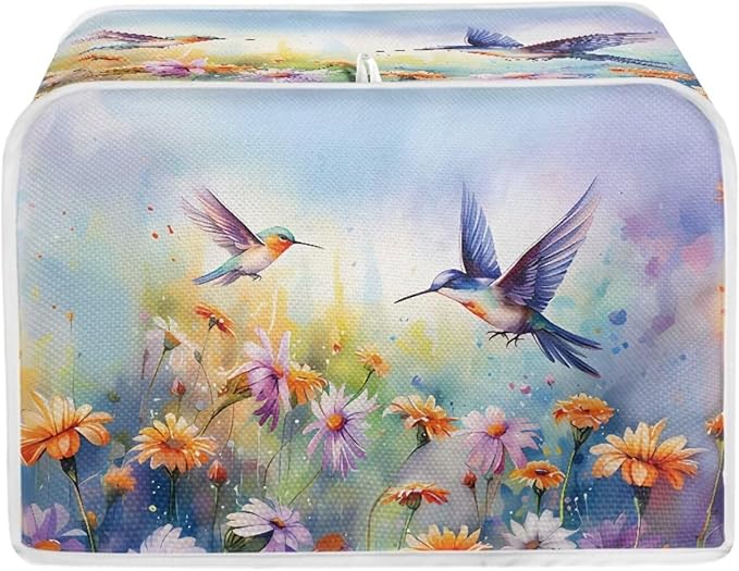 Hummingbird Daisy Print 4 Slice Toaster Cover for Home Waterproof Dustproof Fingerprint Protectors for Kitchen Small Appliance