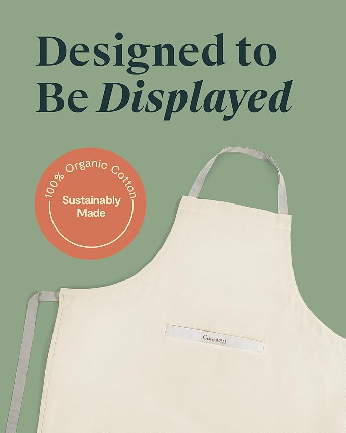 Caraway Apron - 100% Organic Cotton Apron - Features 2 Pockets & Adjustable Neck Strap