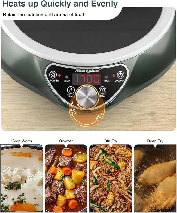 Induction Cooktop, 1700W/85V~120V Portable Induction Wok Burner For Kitchen/Commercial/Travel Use