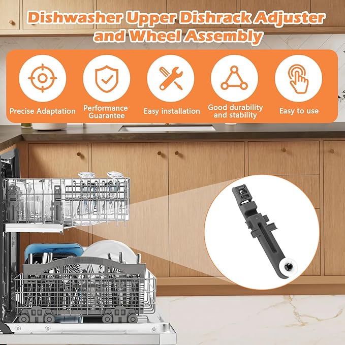 W10571738 3449627 Dishwasher Upper Dishrack Adjuster and Wheel Assembly Replacement for Whirlpool, Maytag, KitchenAid, Magic Chef Dishwasher Replace Parts PS11756470, WPW10571738, AP6023130(2 Pack)