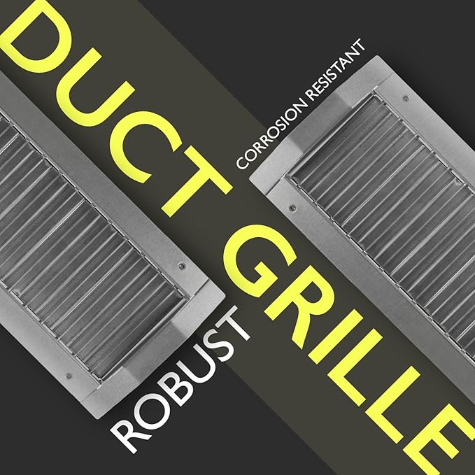 17" x 5" Grille for Round Spiral Duct - Galvanized Steel Register Vent Cover for HVAC Ducting System - 2 Way Adjustable Louver Blades - Air Duct Ventilation Grill Conditioner/Air Exhaust