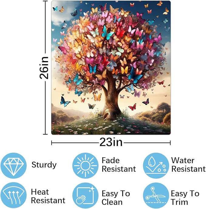 Spring Butterfly Tree Dishwasher Magnet Cover Animal Tree Butterfly Dishwasher Decorative Cover Front Dishwasher Door Cover Reuseable Dishwasher Cover for Kitchen Home Appliances 23" X 26"