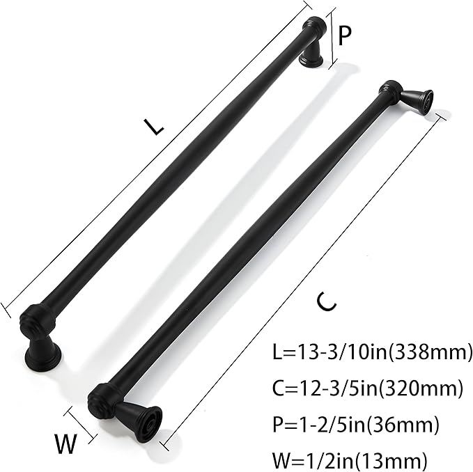 khtumeware 2 Pack 12 Inch(305mm) Black Cabinet Pulls Black Kitchen Matte Black Cabinet Handles Kitchen Cabinet Hardware for Cupboard Drawer Handles Dresser Pulls