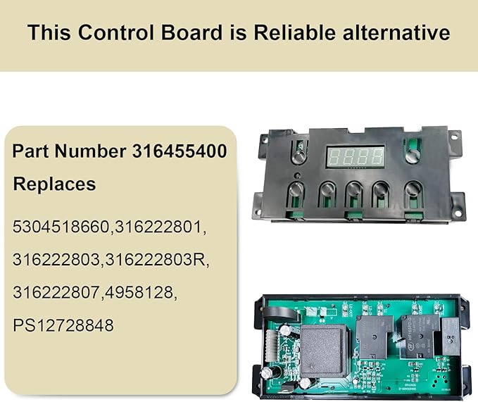 316455400 Range Oven Control Board for Frigidaire and Kenmore Oven Stove, 7-Button Digital Clock Control Panel, Replacement for 5304518660