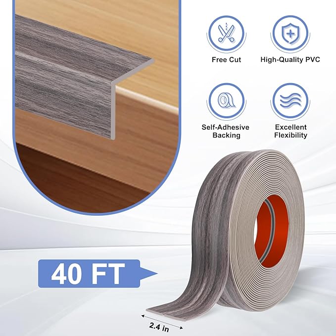 Wall Corner Protector Moulding Trim Peel and Stick Wall Corner Guards Trim Flexible Self Adhesive Edge Protector Moulding, 2.4 in x40 Ft, Brown Walnut Wood