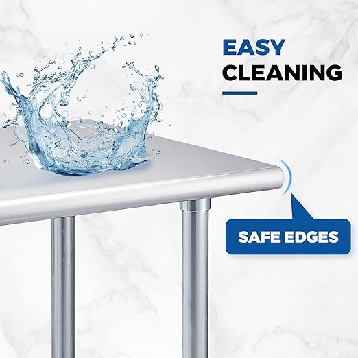 Profeeshaw Stainless Steel Table with Wheels 24x30 Inch, NSF Commercial Kitchen Prep & Work Table with Undershelf and Galvanized Legs for Restaurant, Bar, Utility Room and Garage Heavy Duty Table