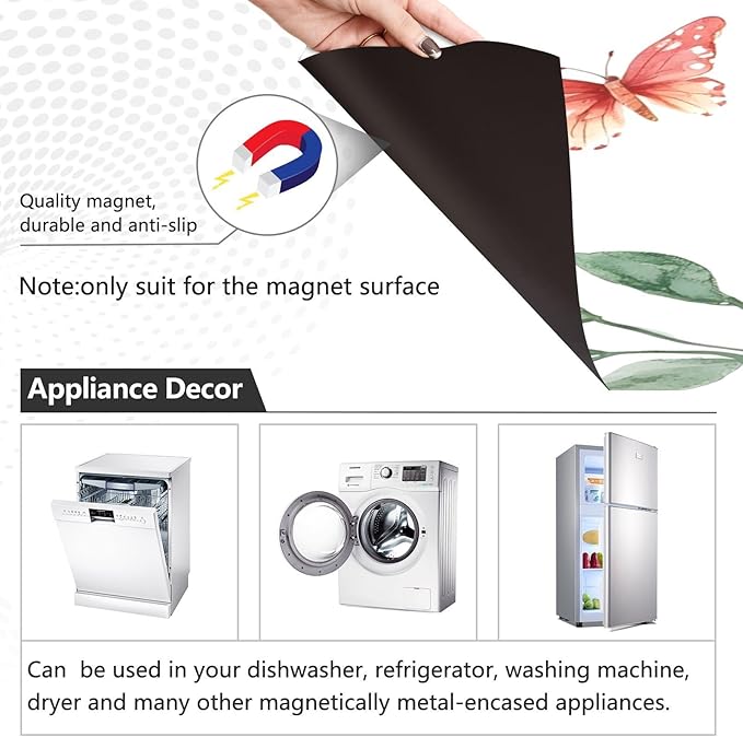 Dishwasher Magnet Cover, Mushroom Frog Butterfly Magnet Sticker Fridge Panel Decal for Home Kitchen Decor, 23x26in