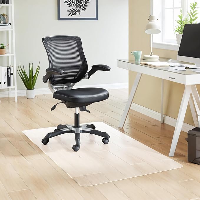 Office Chair Mat for Hardwood Floor, 46”x 60” Crystal Clear Hard Floor Chair Mat, Transparent Floor Protector Mat Flat Without Curling