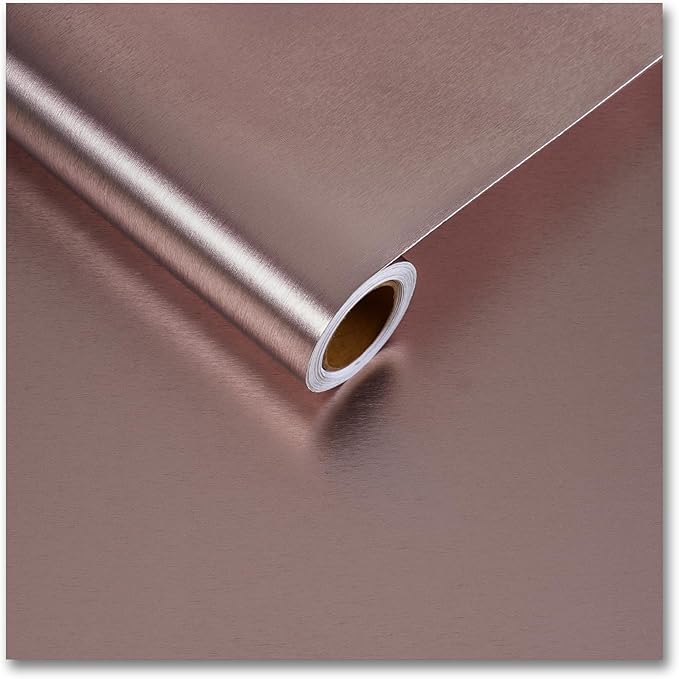 CRE8TIVE Rose Gold Stainless Steel Contact Paper for Appliances 12"x354" Brushed Metallic Peel and Stick Wallpaper Self Adhesive Heat Resistant Stainless Steel Wallpaper for Kitchen Refrigerator Stove