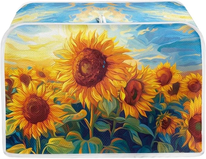 Sunflower Print 2 Slice Toaster Covers Washable Dust Proof Bread Maker Cloth Covers Kitchen Accessories Appliance Protectors Cover With Handle