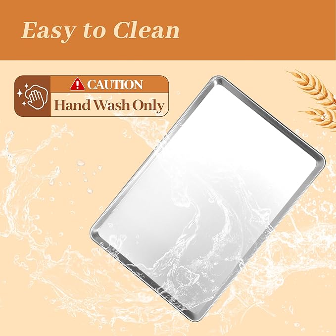 6 Pack Half Size Baking Sheet Pans, Aluminum Commercial Cookie Sheets Non-Stick, 18"x13"