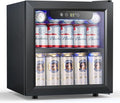 COWSAR Beverage Refrigerator, 50 Cans Wine Cooler, ETL Approved 1.3 Cu.ft Mini Fridge with Glass Door, Adjustable Shelves, Digital Temperature Freestanding Small Drink Fridge for Soda Beer or Wine