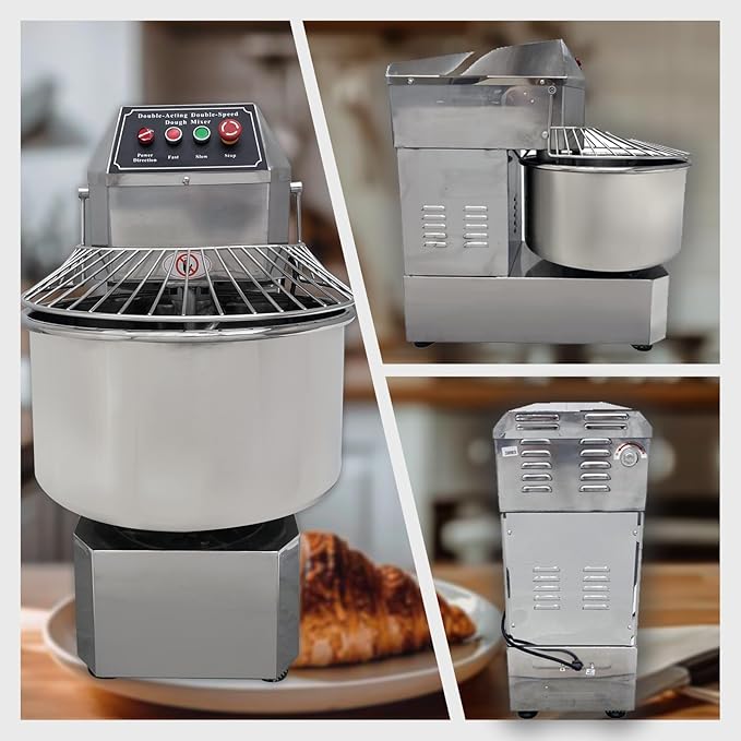 INTSUPERMAI Commercial Dough Mixer Machine Electric Food Mixer with Double Action Double Speed Spiral Mixing for Schools Bakeries Restaurants Pizzerias 110V (Standard Type, 50L)