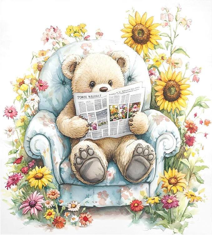Bear Sunflowers Dishwasher Magnet Cover Magnet Sticker for Kitchen 23x26in Dish Washer Magnet Cover Refrigerator Magnets Panel Decal Pad