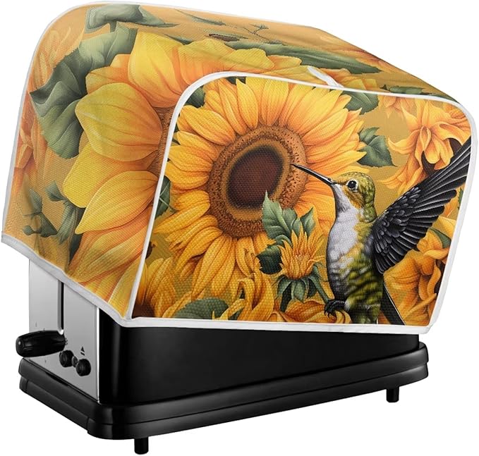 Sunflower Hummingbird Print Toaster Cover 2 Slice for Kitchen Small Appliance Universal Size Bread Maker Dustproof Cover
