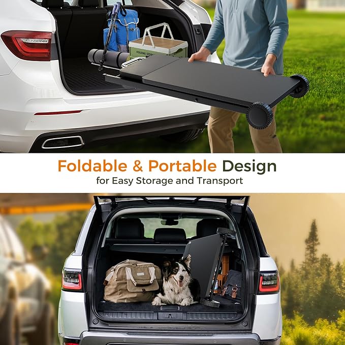 Grill Table Stand for Blackstone 17” & 22” Griddle, Ninja Woodfire Outdoor Grills, Ooni Pizza Oven, 34"x20" Foldable Grill Cart with Wheels and Handle for Camping & Backyard BBQ